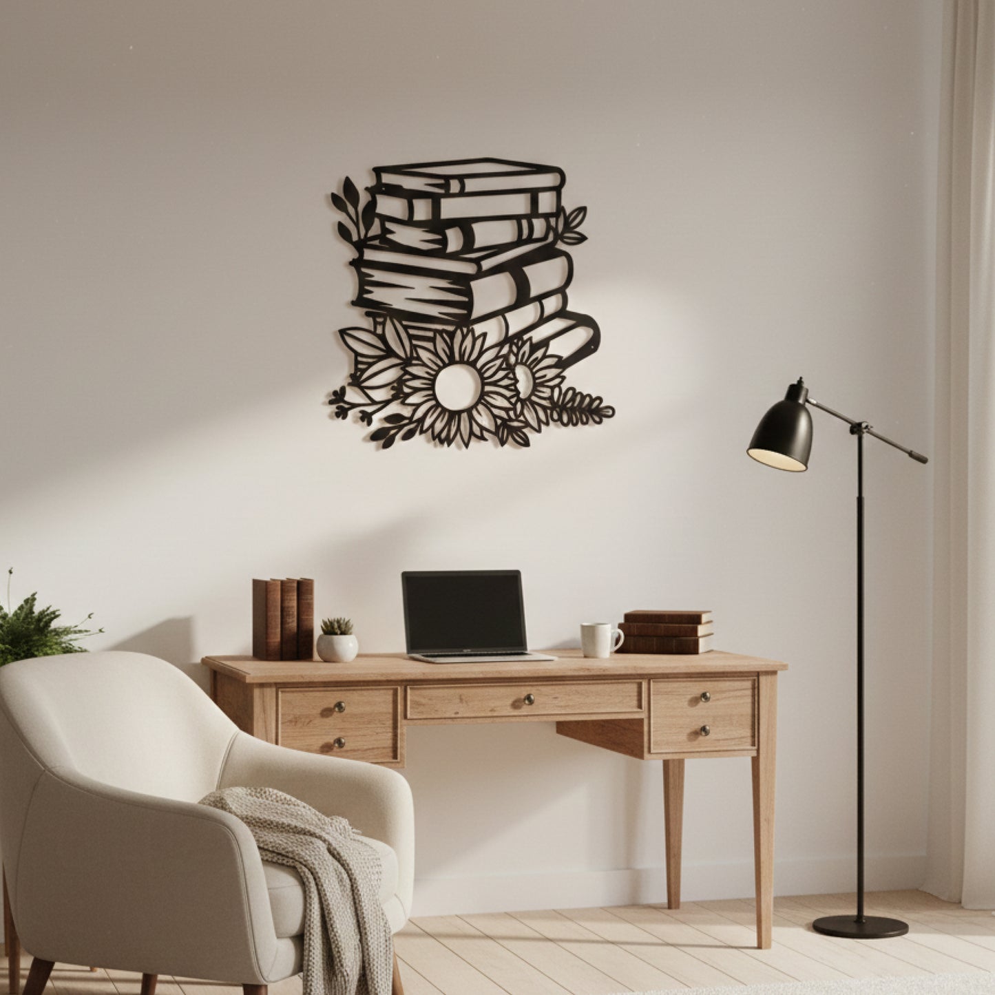 Books & Floral Wall Art