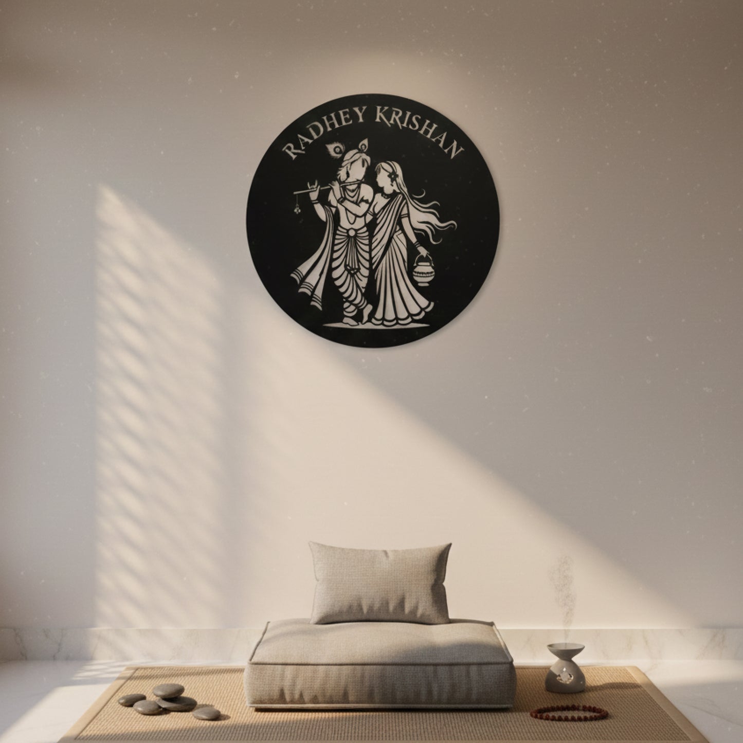 Radhey Krishna Round Wall Decor