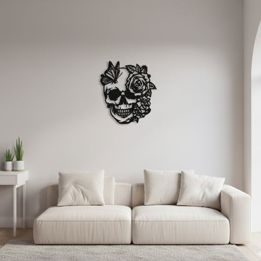 Floral Skull Minimal Wall Decor