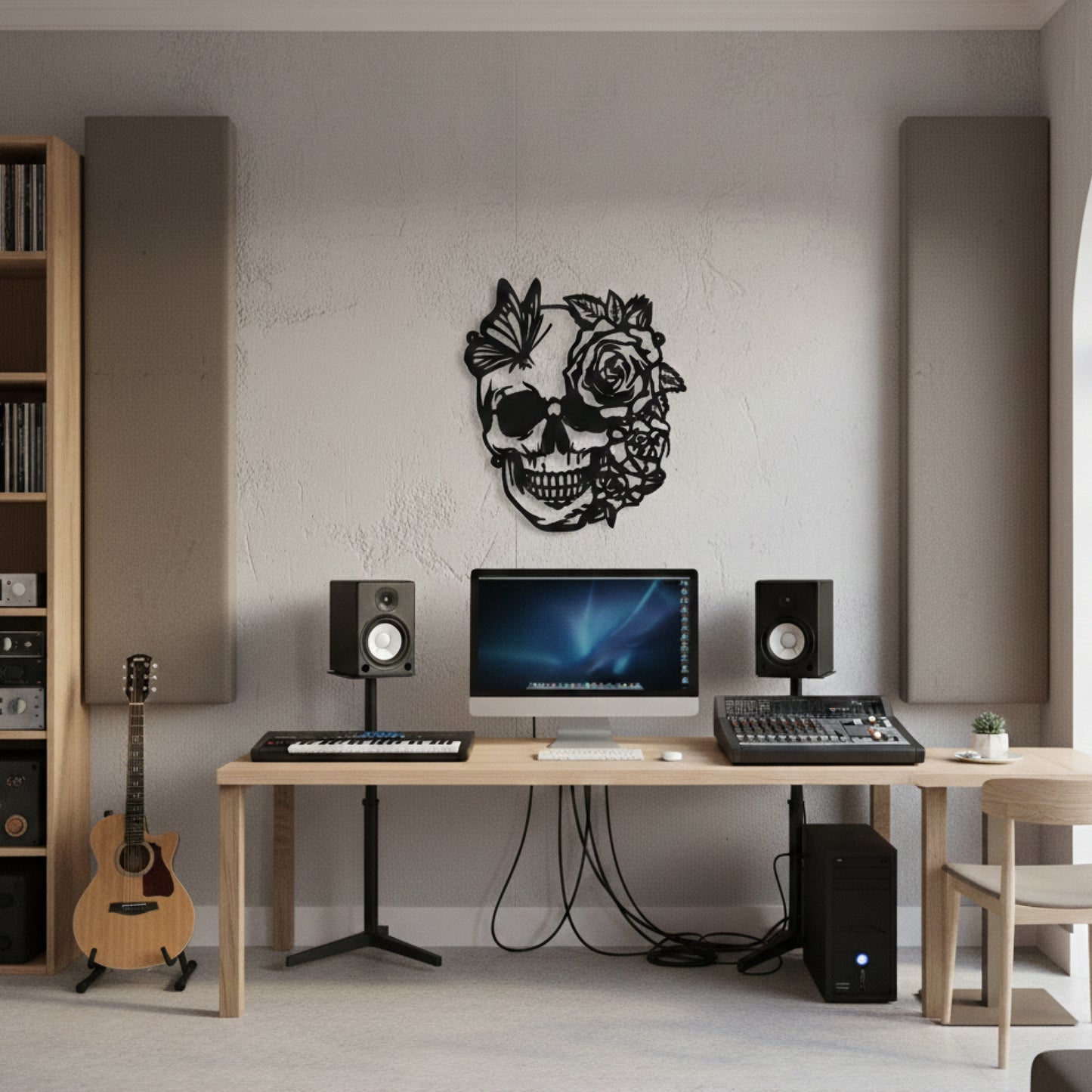 Floral Skull Minimal Wall Decor