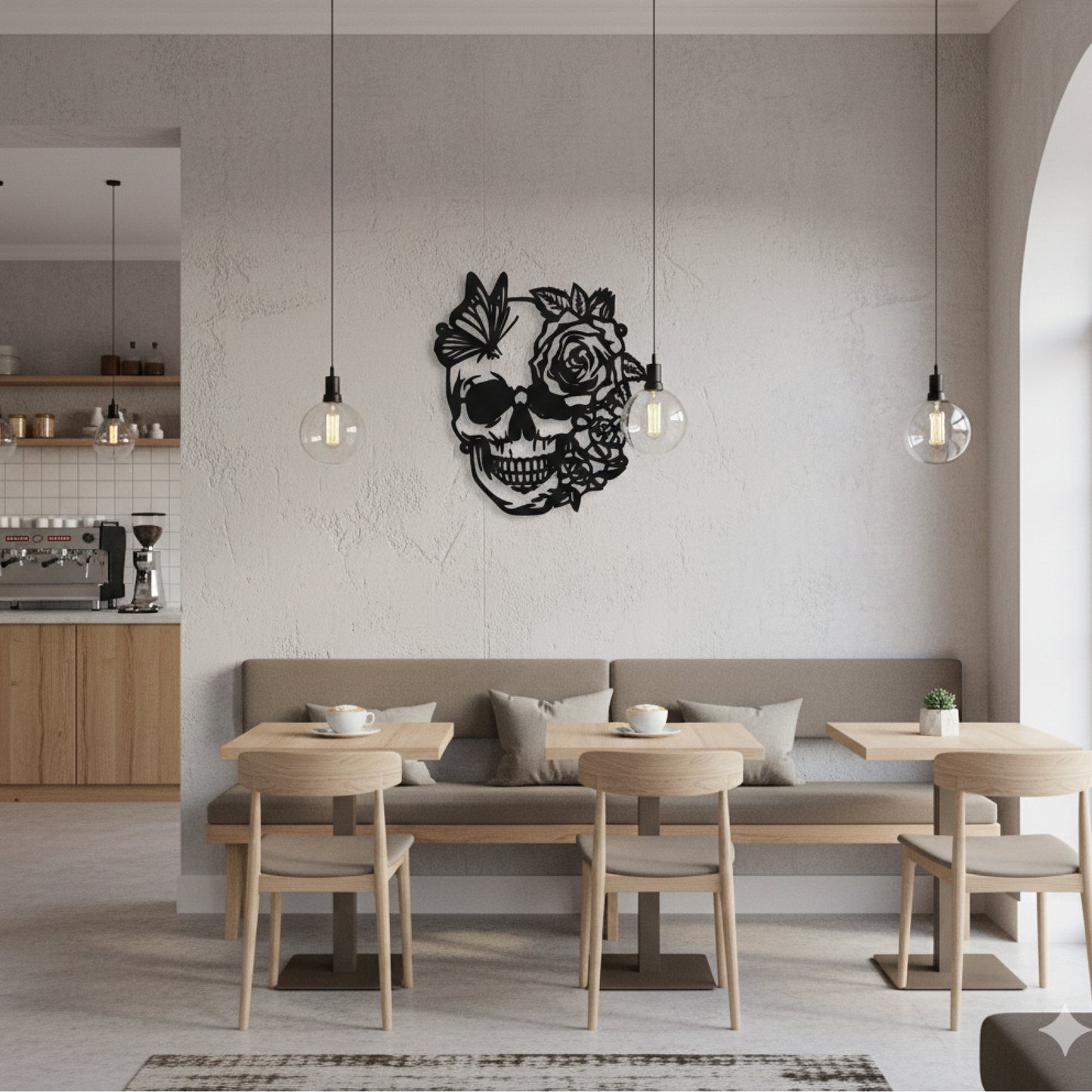 Floral Skull Minimal Wall Decor