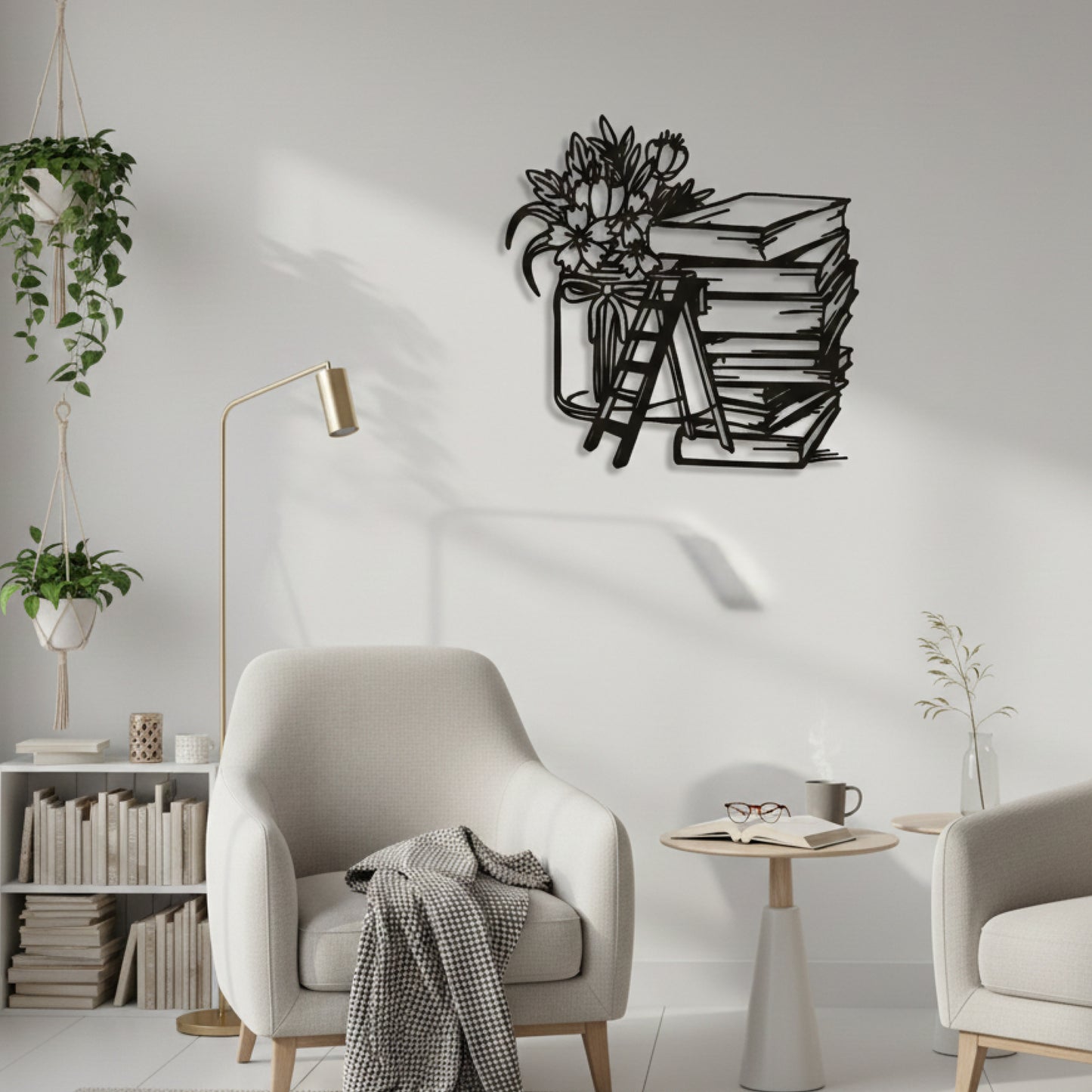 Books & Blooms Minimal Wall Decor