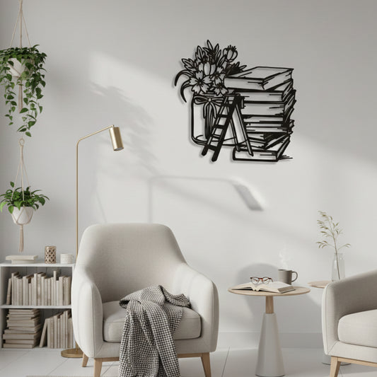 Books & Blooms Minimal Wall Decor