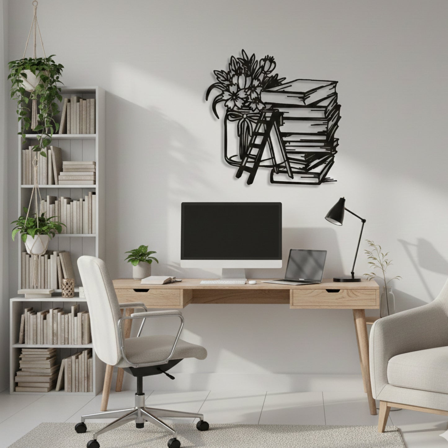 Books & Blooms Minimal Wall Decor