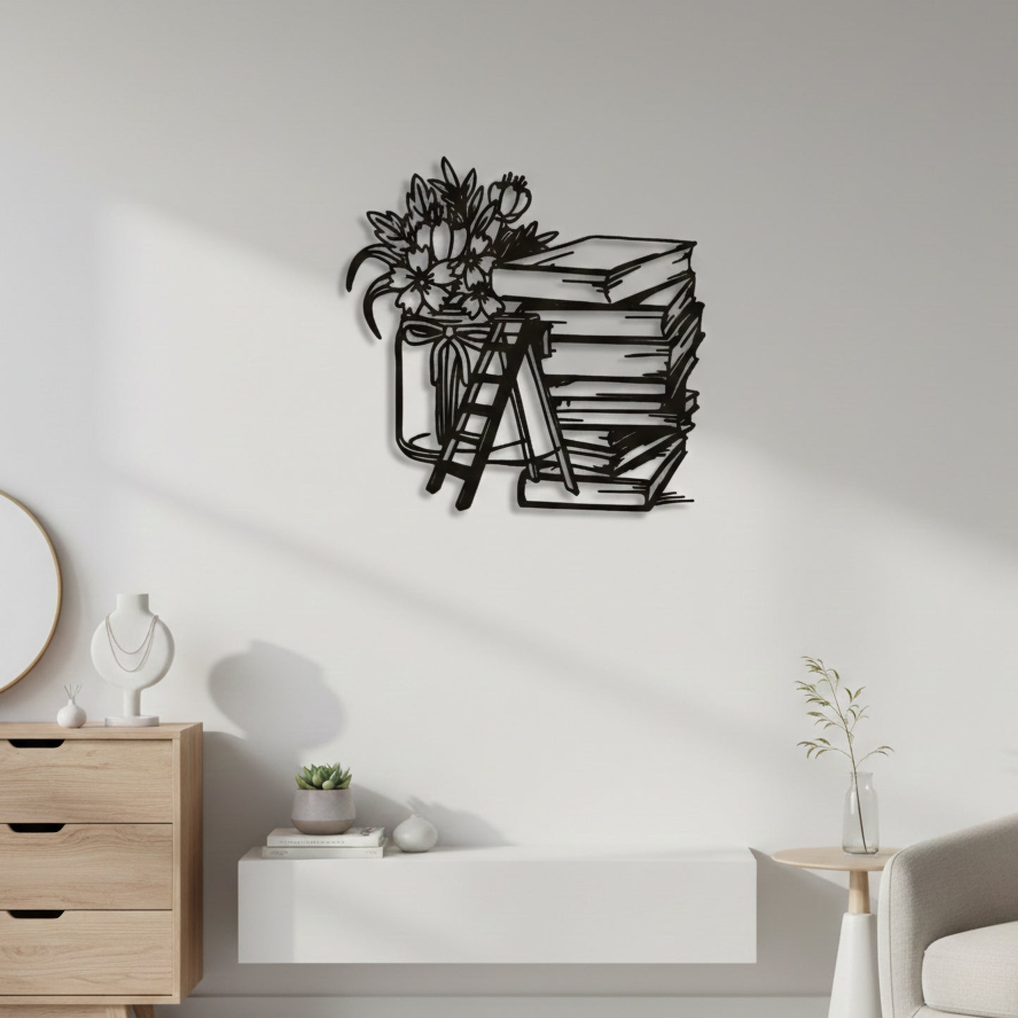 Books & Blooms Minimal Wall Decor