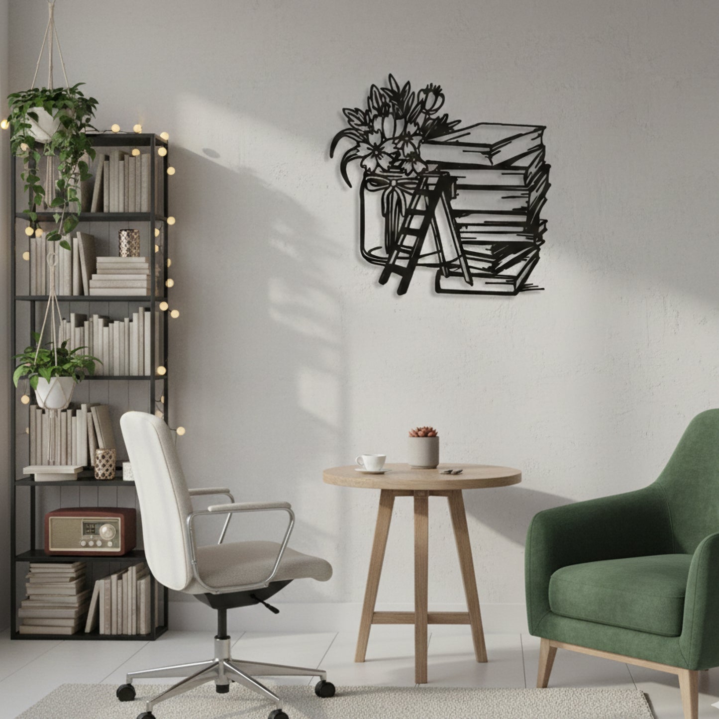 Books & Blooms Minimal Wall Decor