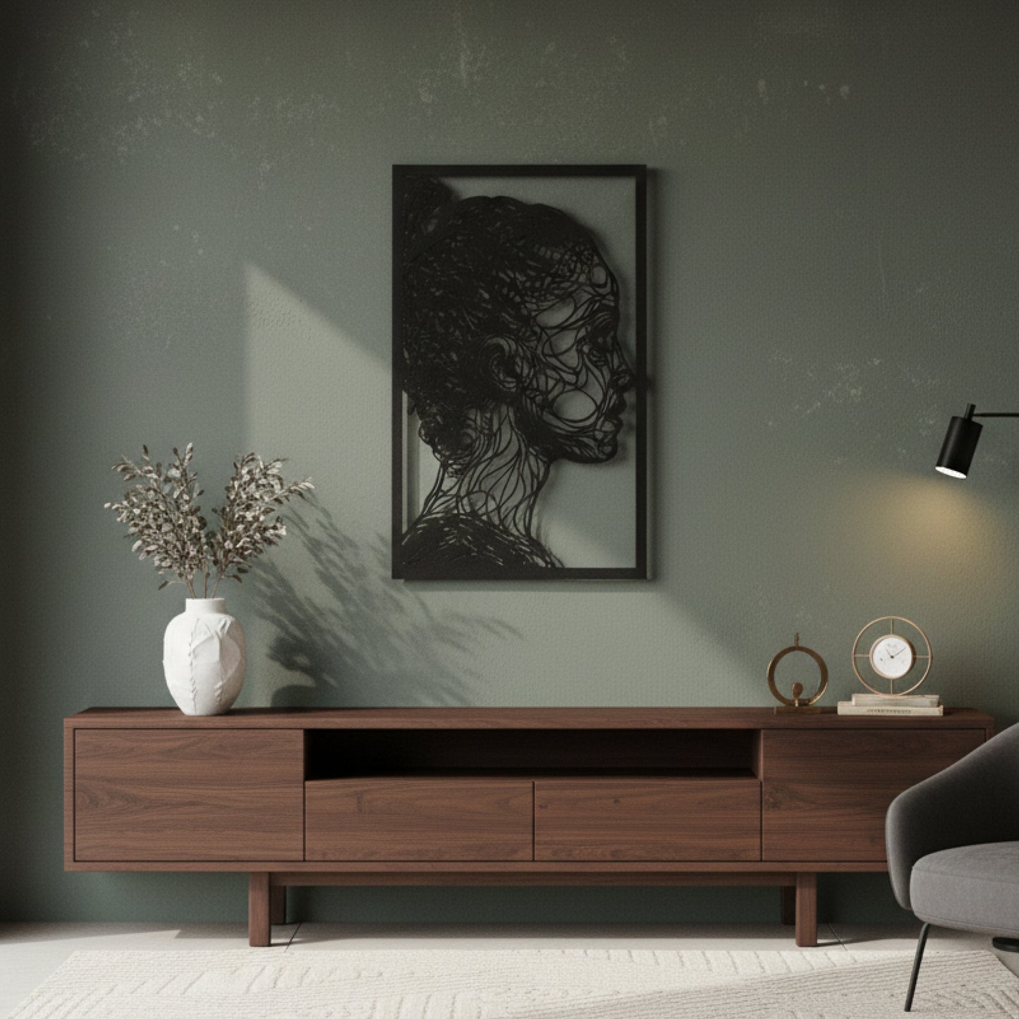 Abstract Face Line Art