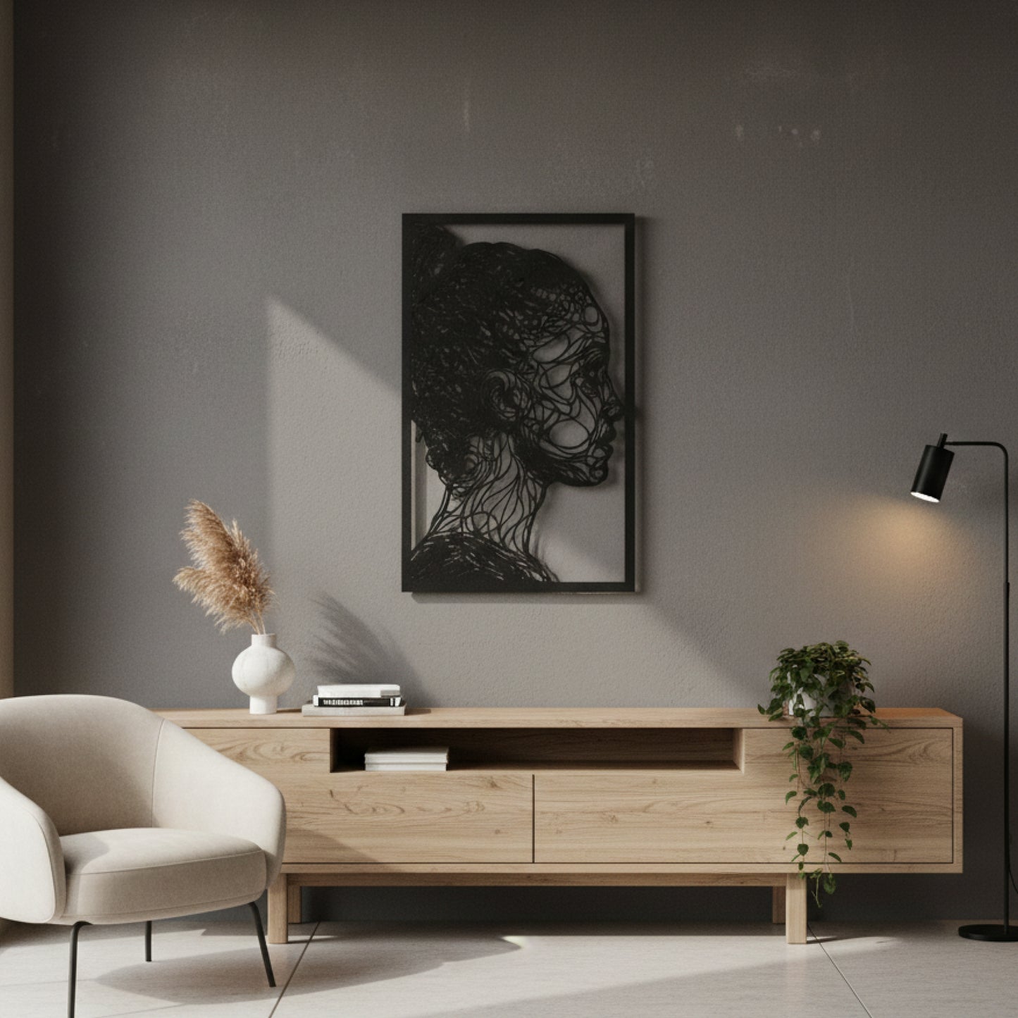 Abstract Face Line Art