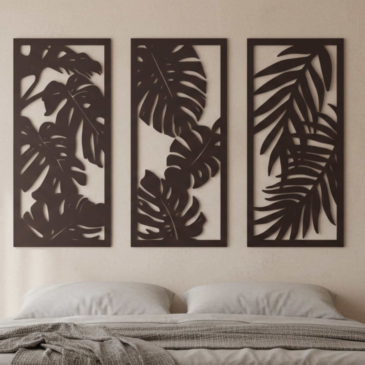 Botanical Leaf Panel Wall Art (Set of 3)