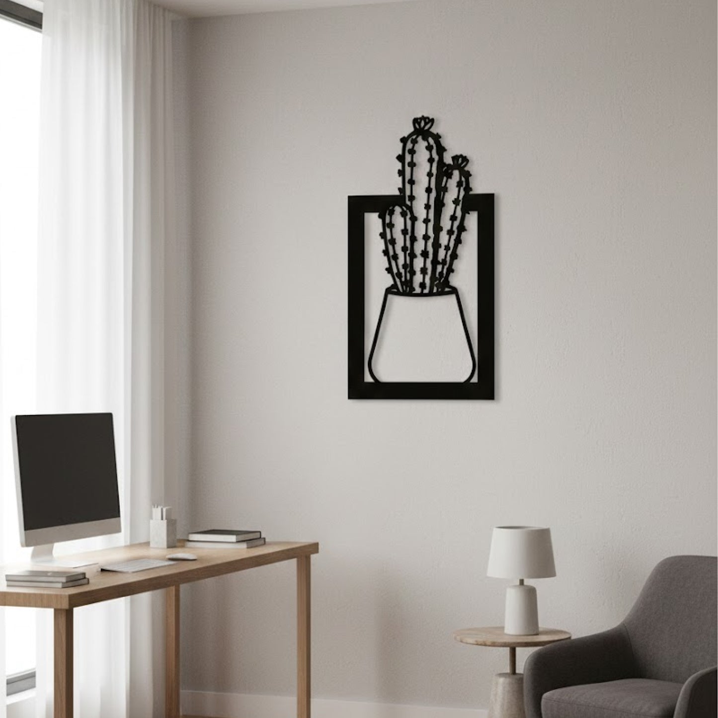 Minimal Cactus Frame Wall Decor