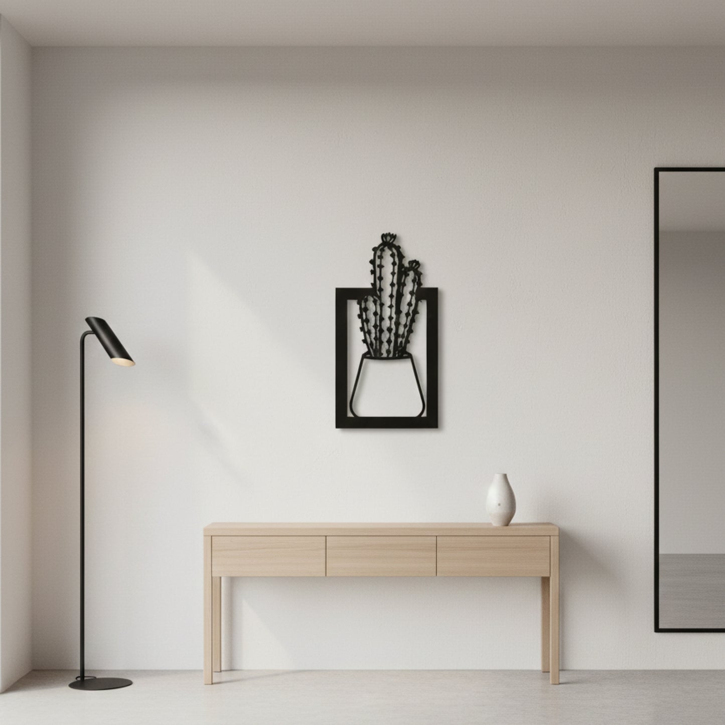 Minimal Cactus Frame Wall Decor