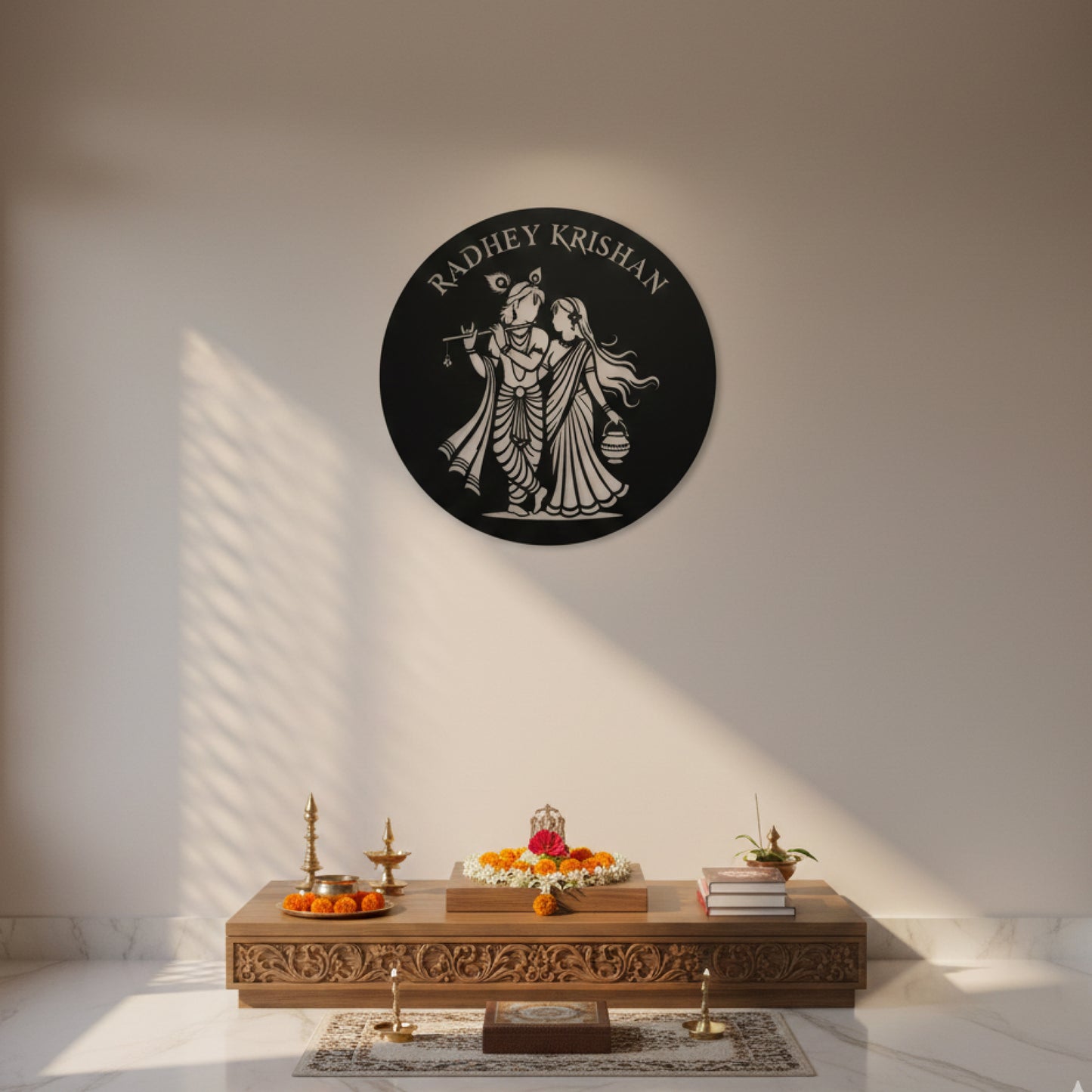 Radhey Krishna Round Wall Decor