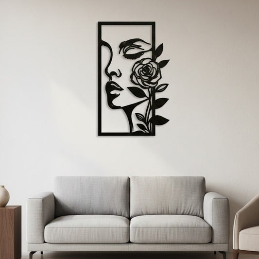 Abstract Woman with Rose Frame Wall Decor