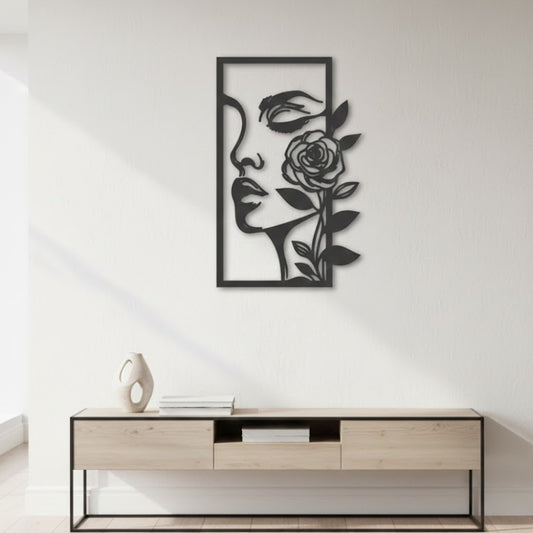 Abstract Woman with Rose Frame Wall Decor